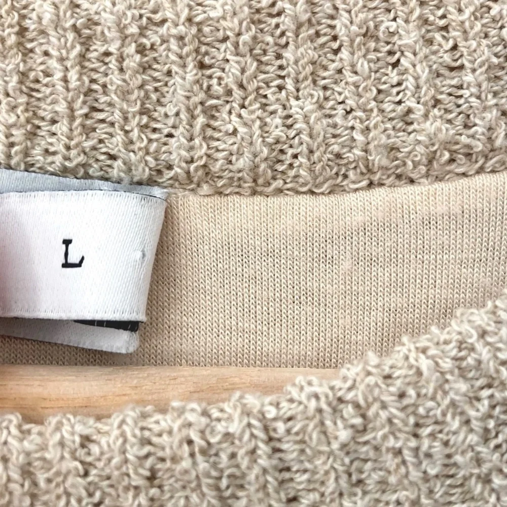 EN SAISON Mixed Media Puff Sleeve Top in Natural